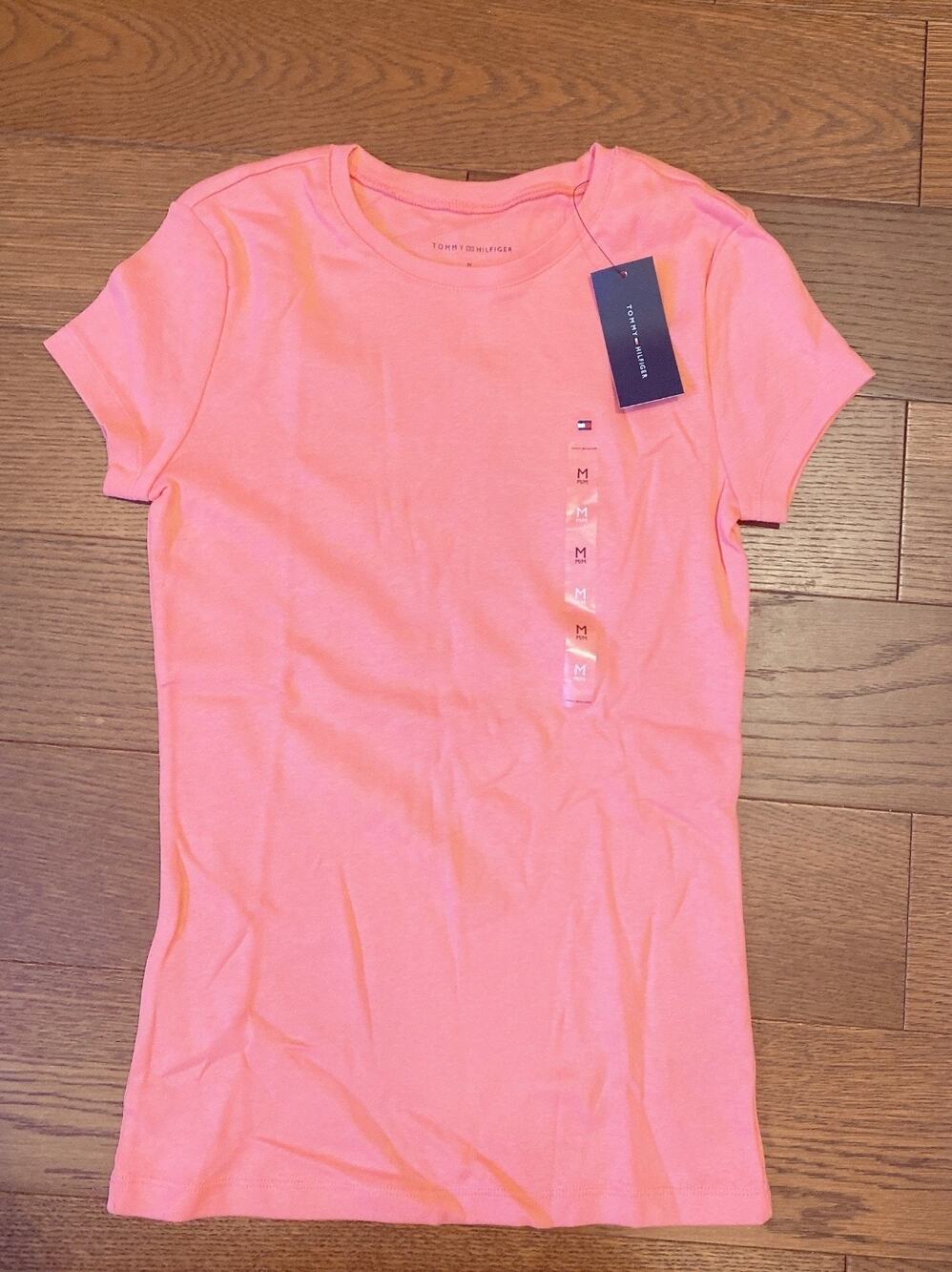 NEW Tommy Hilfiger Women’s Medium Pink Crewneck Tee Shirt 100% Cotton M